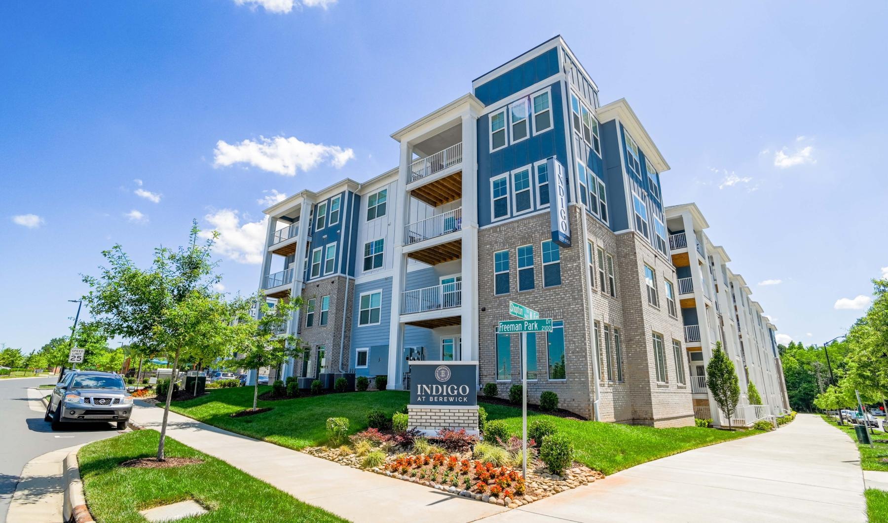 a building with a sign in front